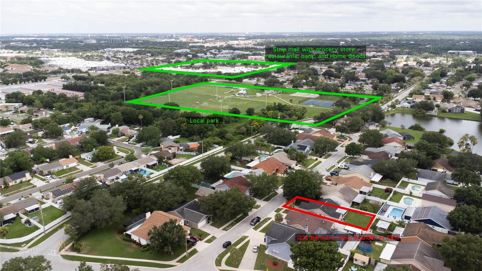 Proximity of Park & Shopping(house highlighted in red)