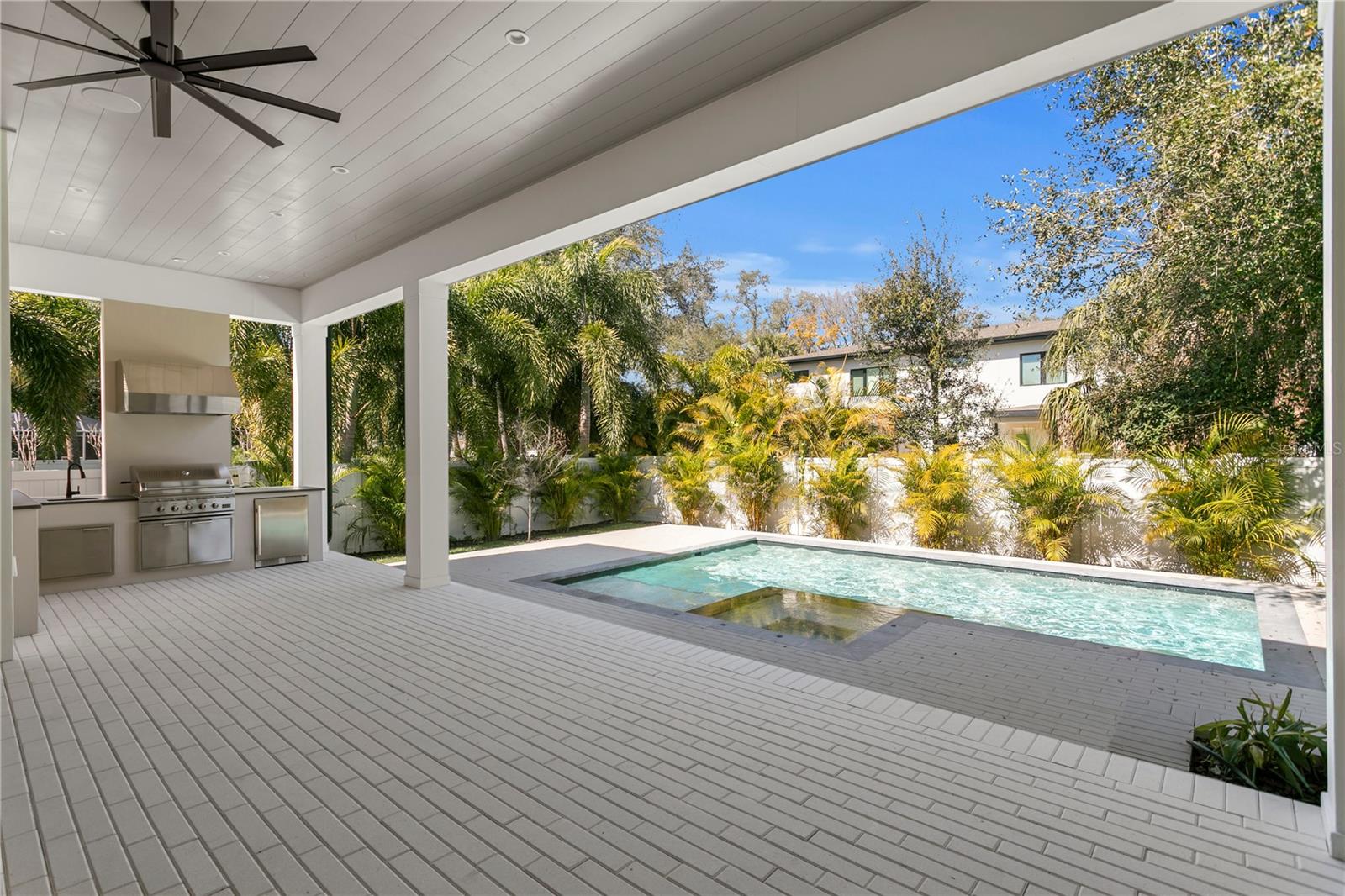 Deep covered Patio space