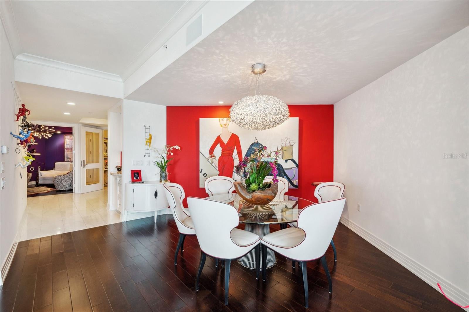 View dining area to foyer to the office/current media room!