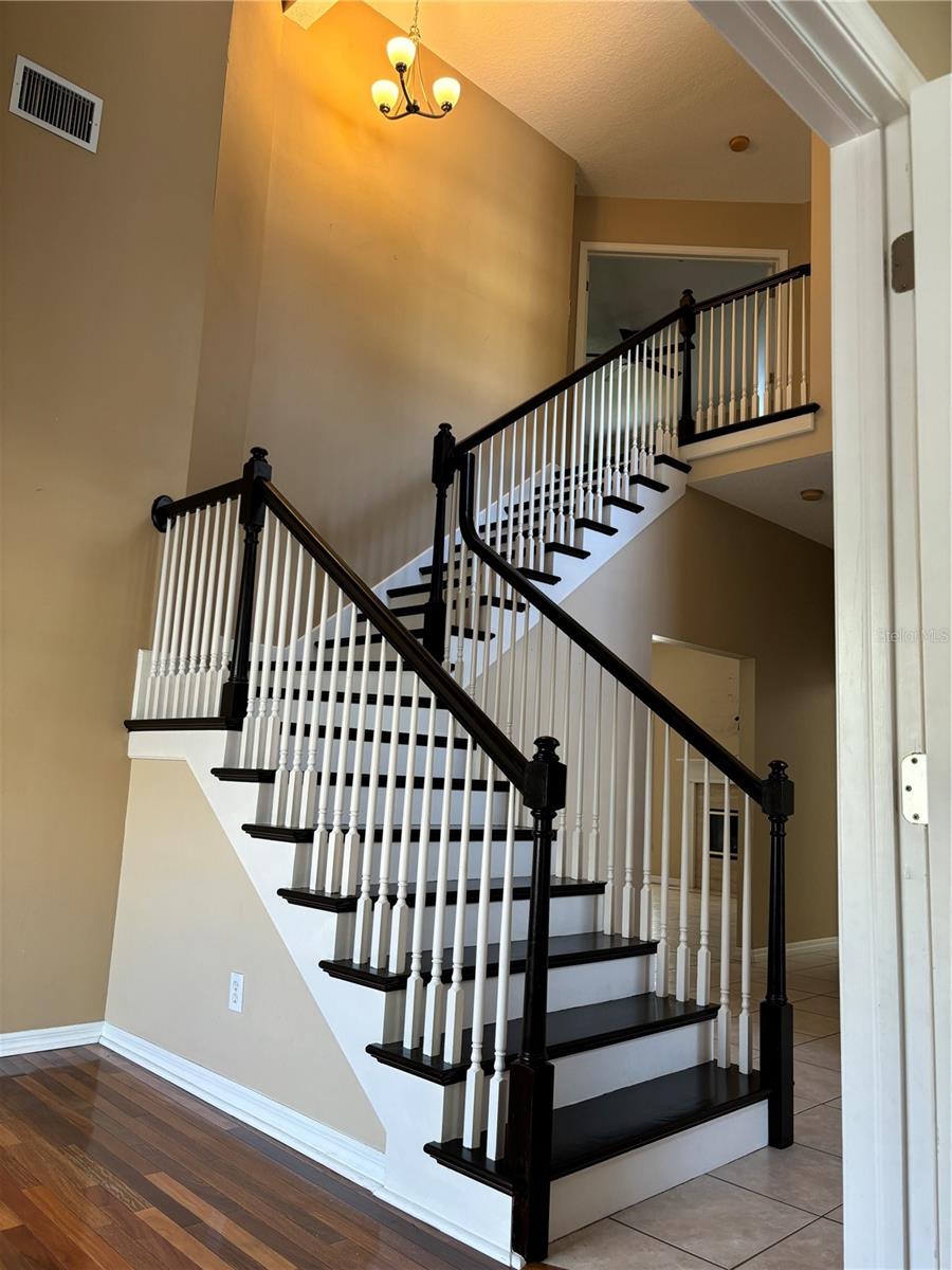 Staircase view from dining room