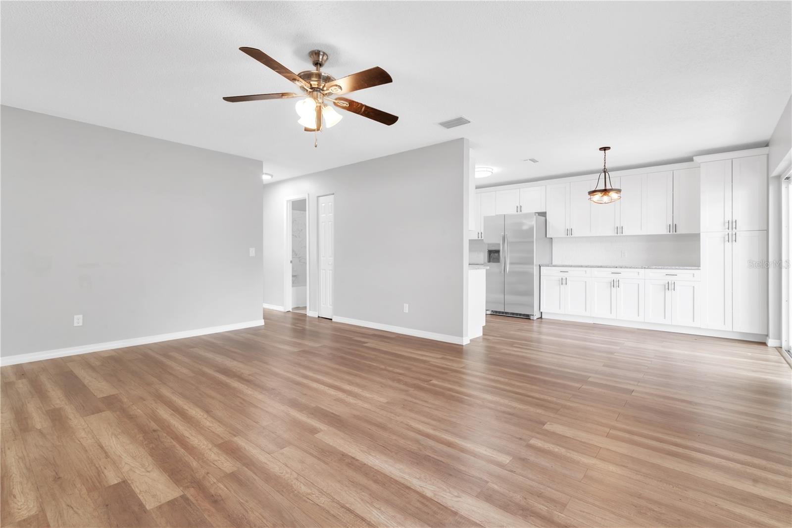 Living room and hallway to bedrooms