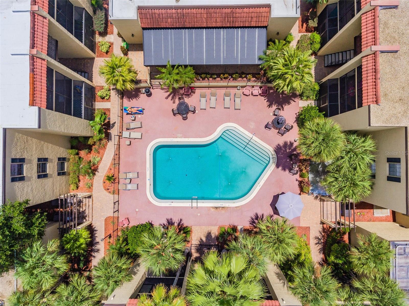 Aerial of pool area