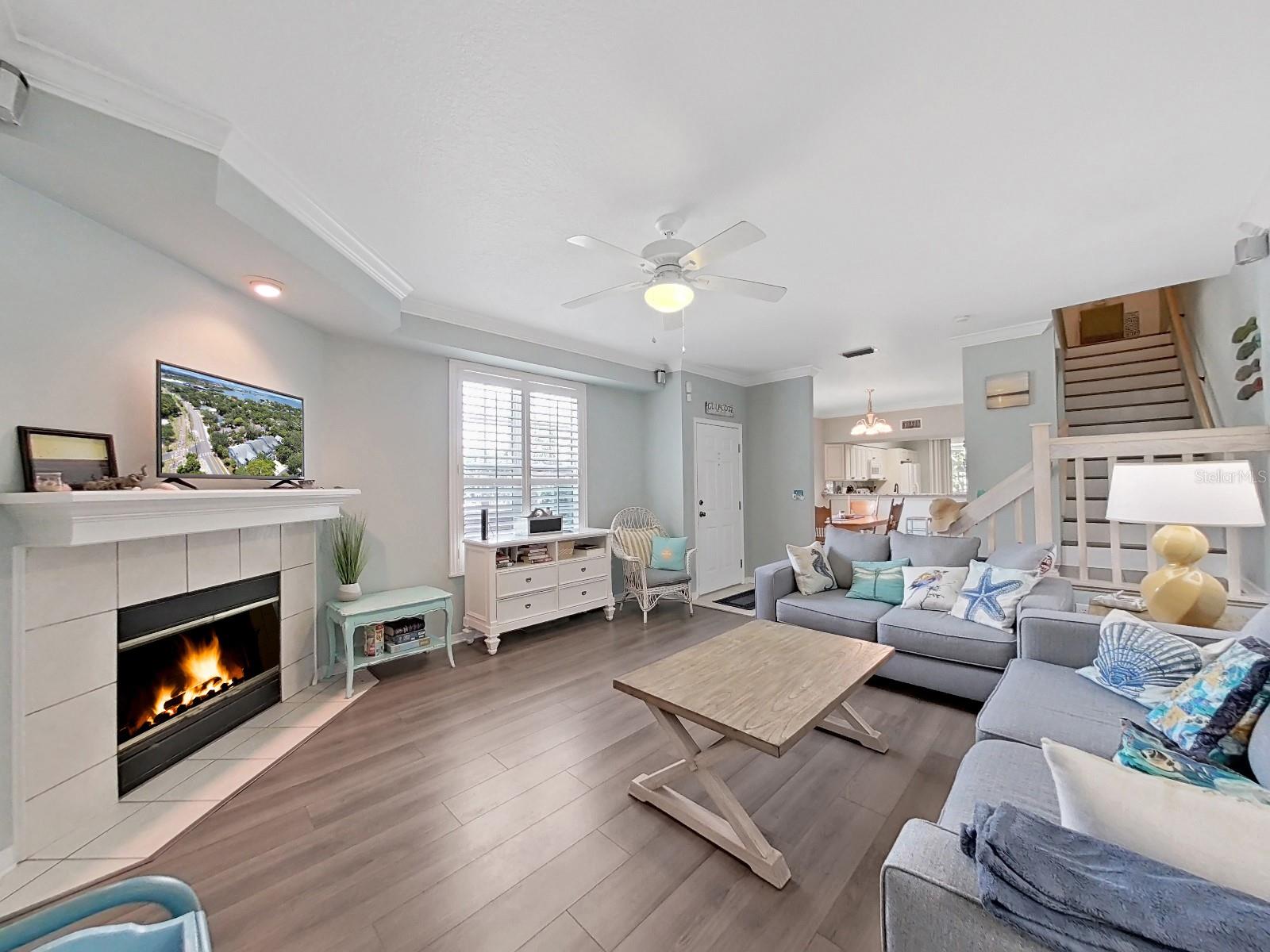 Living room with newer flooring