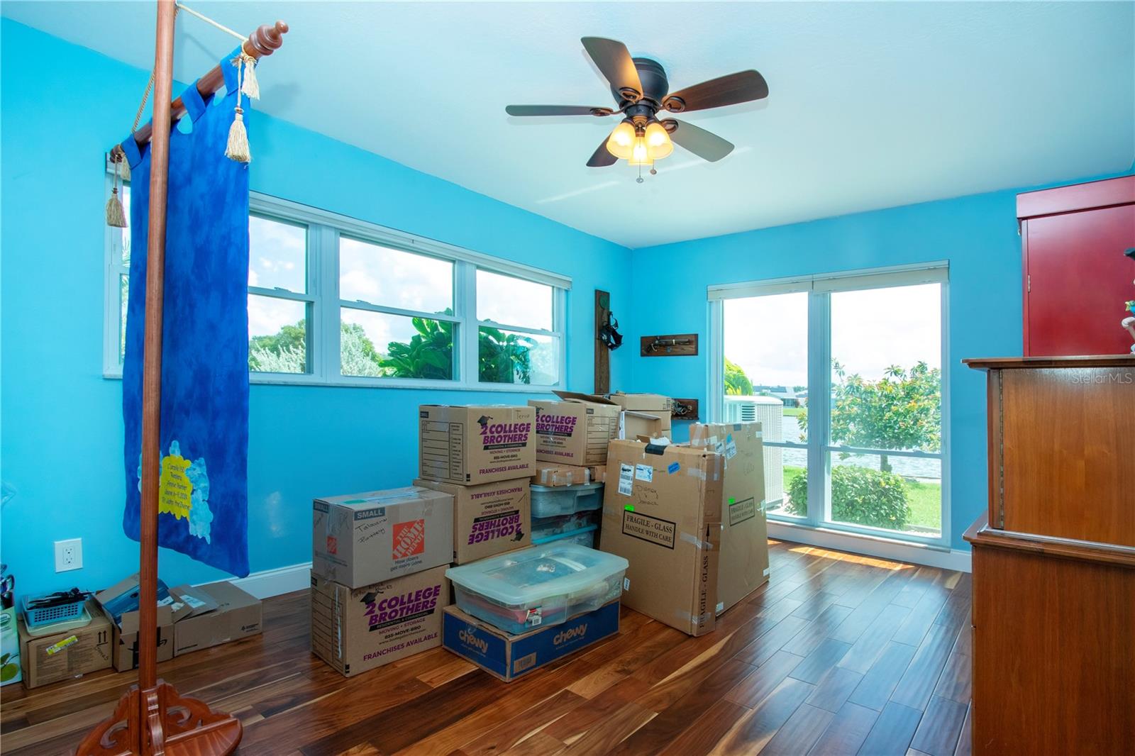 Bedroom 3 with lake  view and engineered hardwood flooring