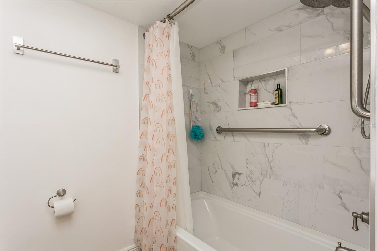 Beautiful custom tiled shower.