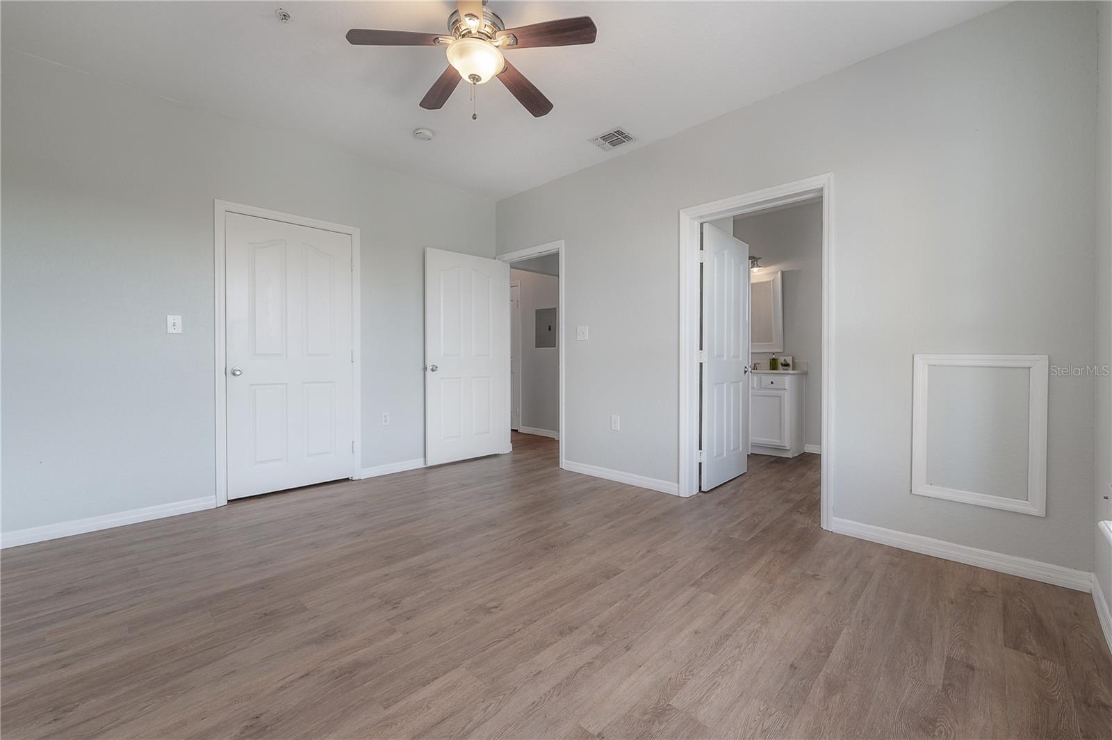 Primary bedroom with walk-in closet