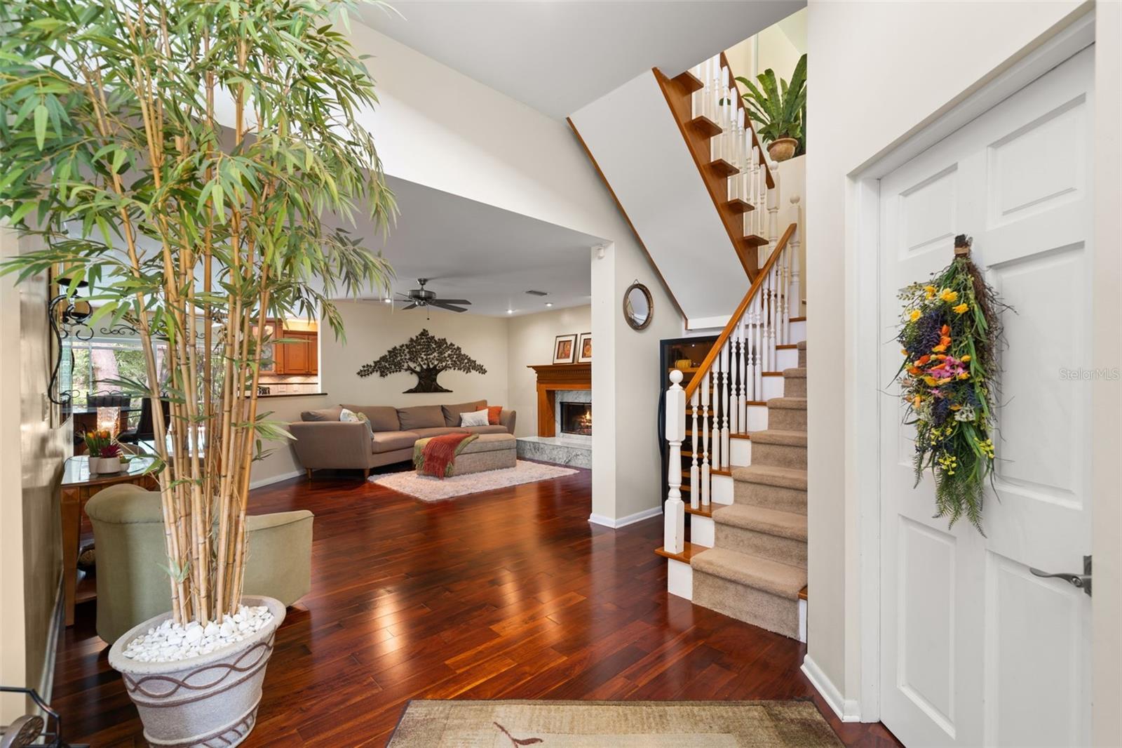 High ceilings and lots of light as you enter.