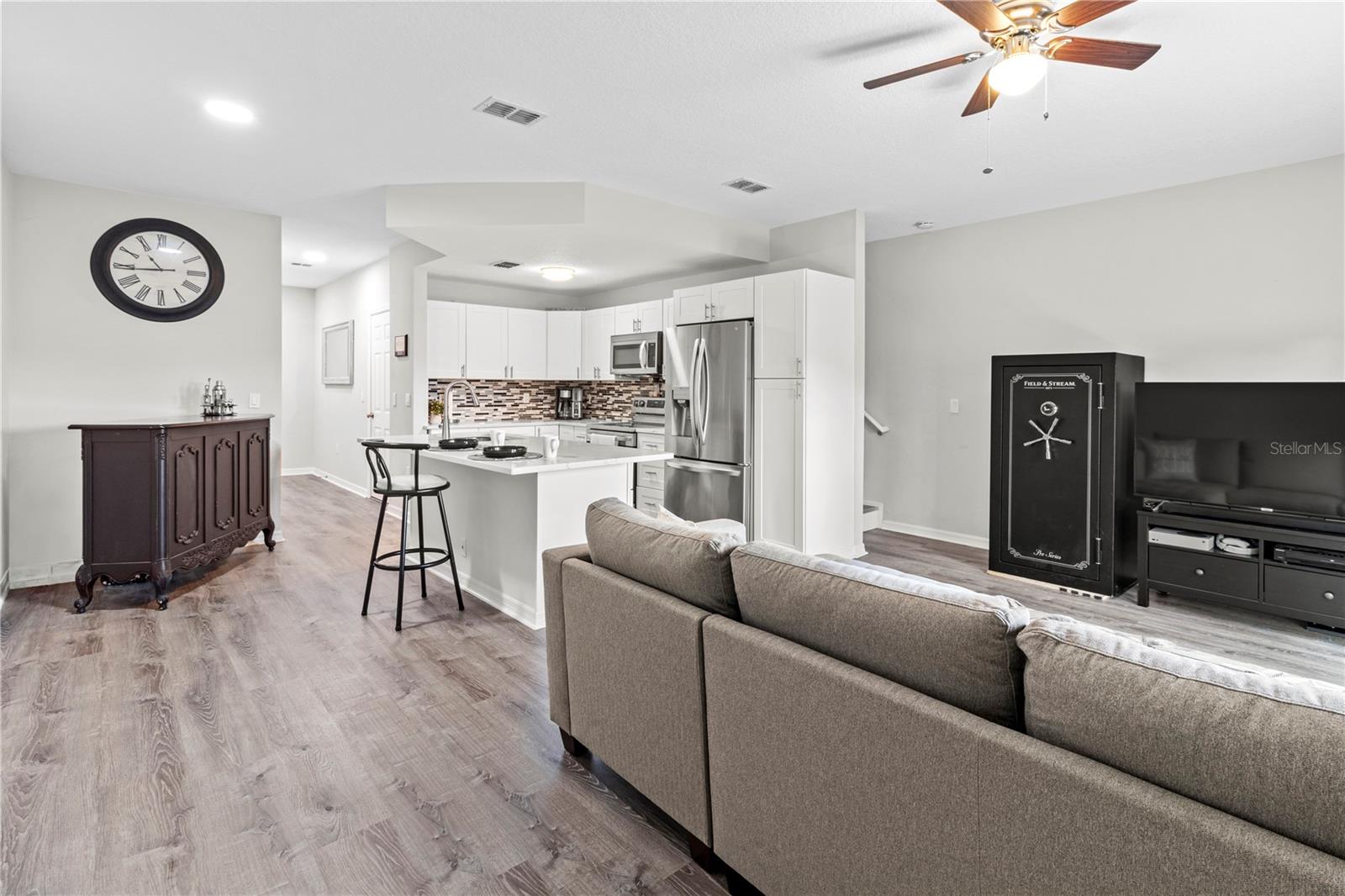 Nice sized family room area has ample space for a kitchen table