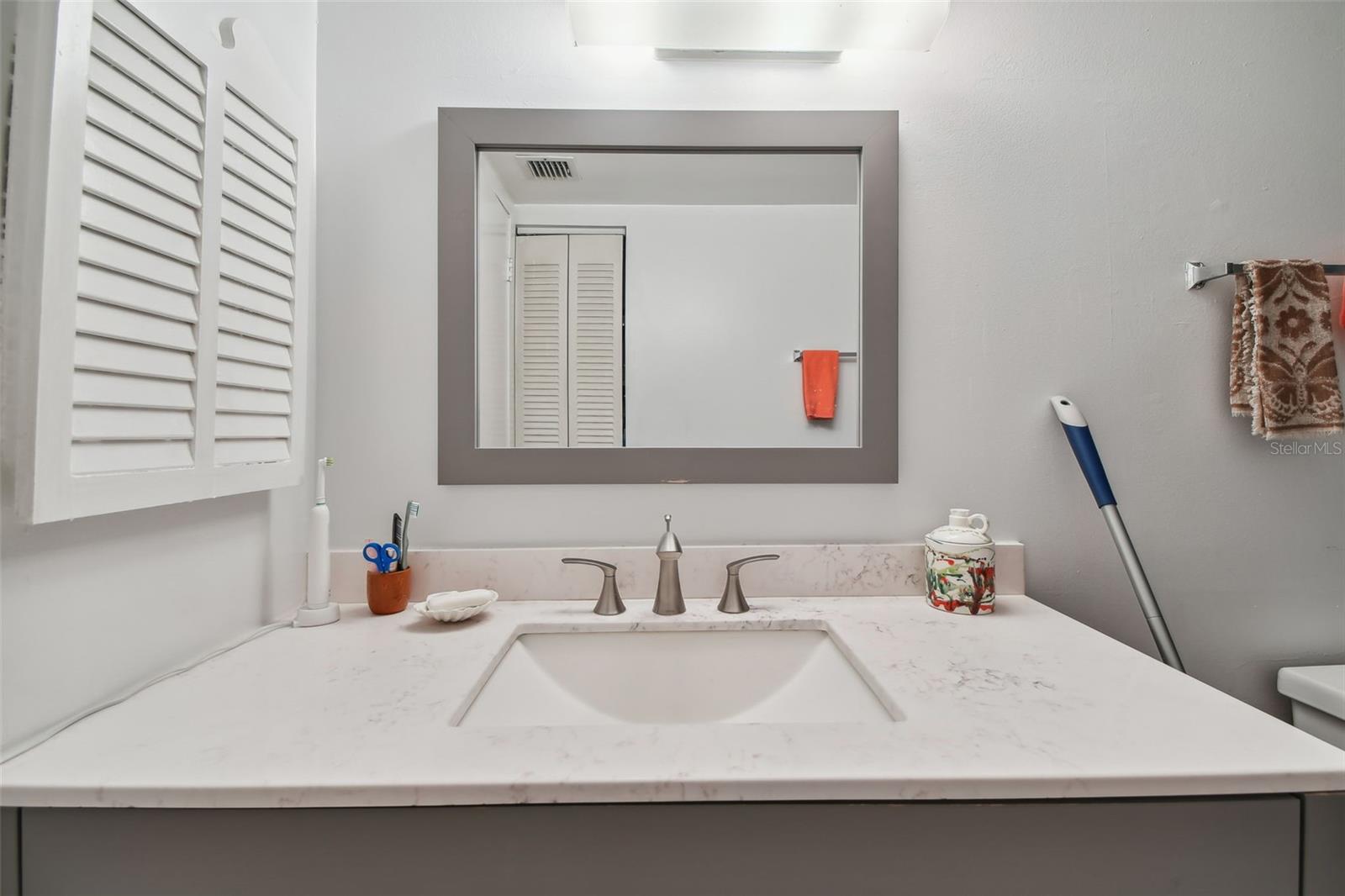 Remodeled master bathroom with tub