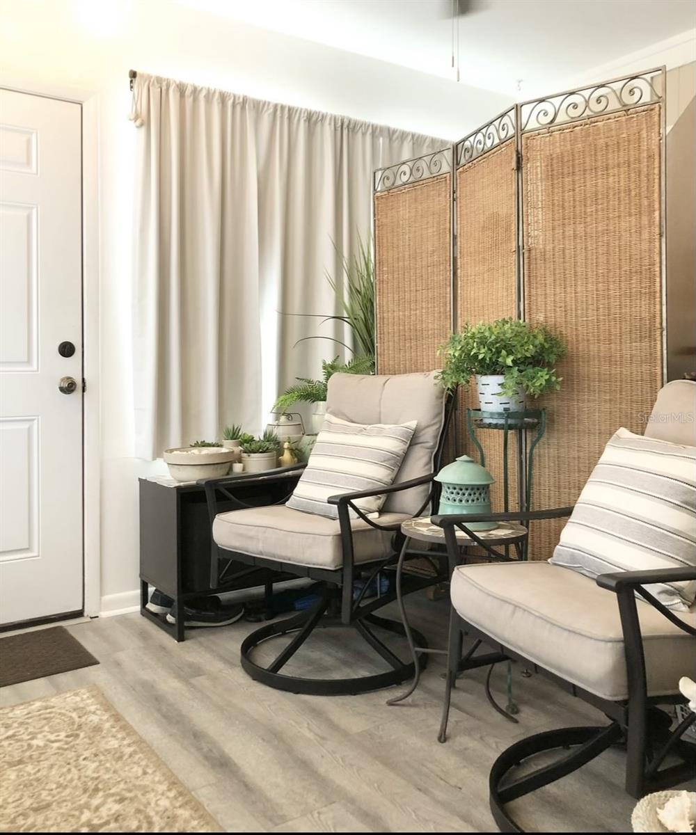 Florida Room divided to accommodate a home office