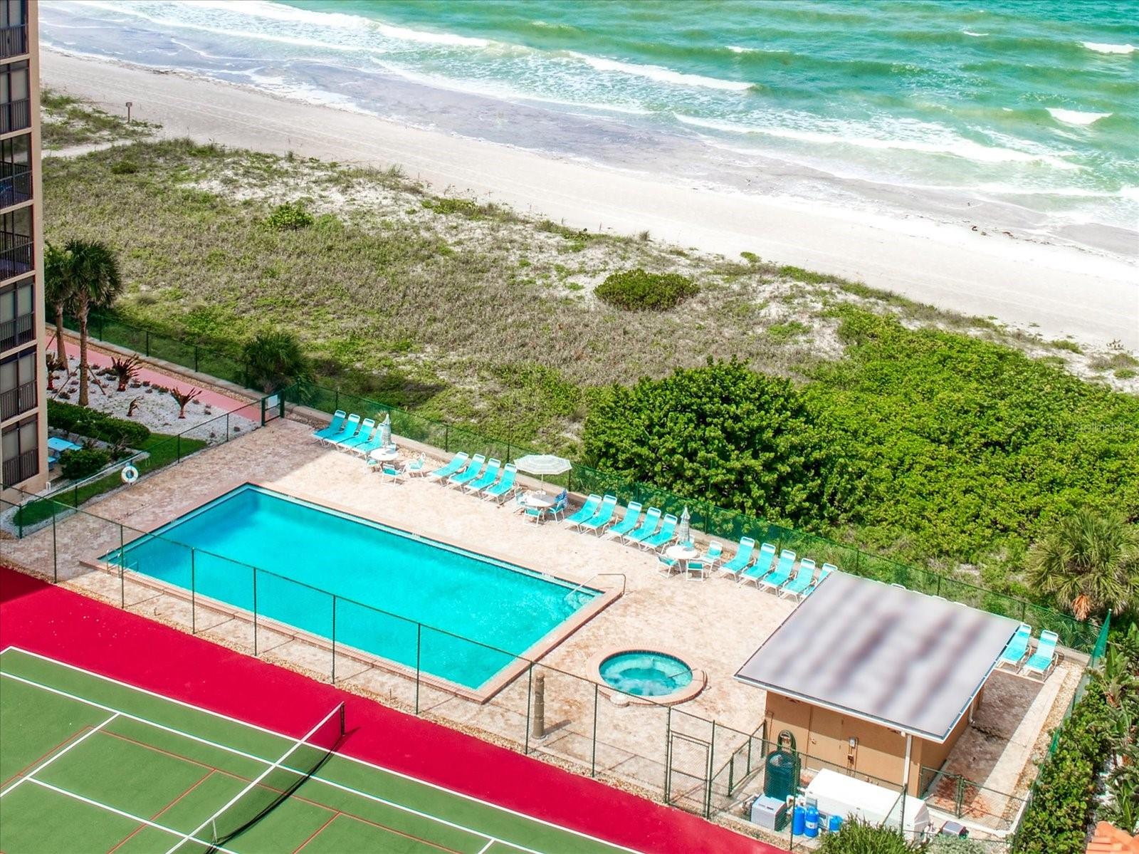 Gulf side pool and spa, tennis or pickleball