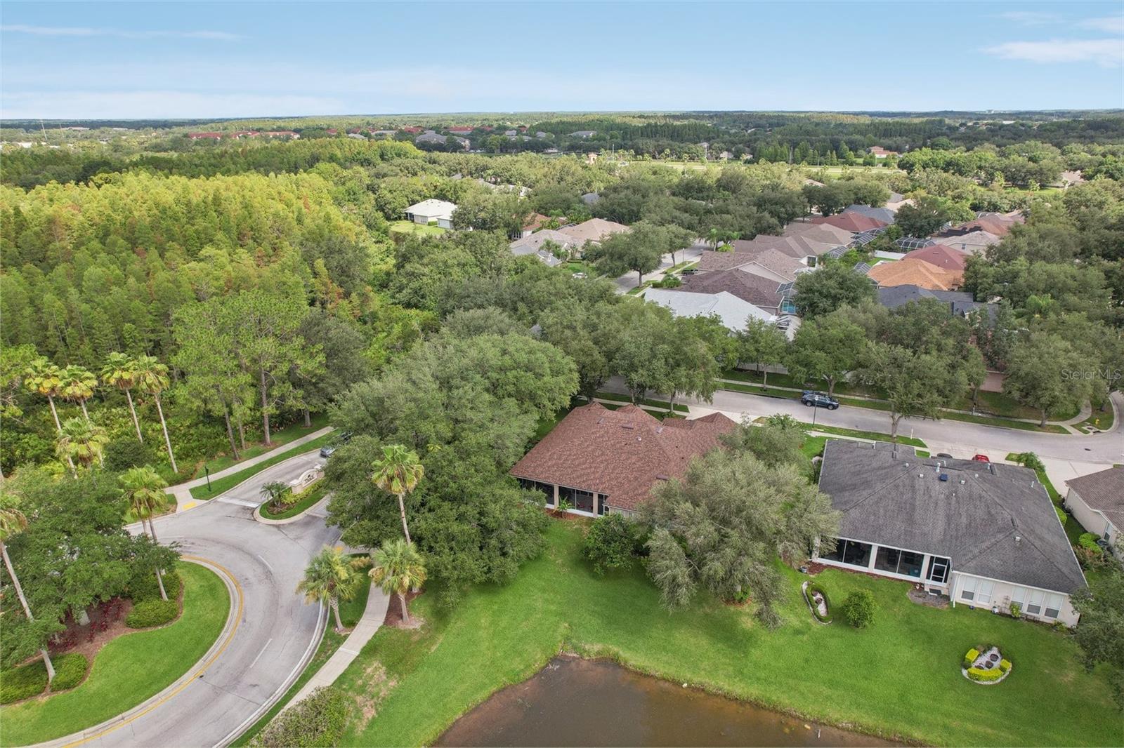 Aerial view of the back of the house