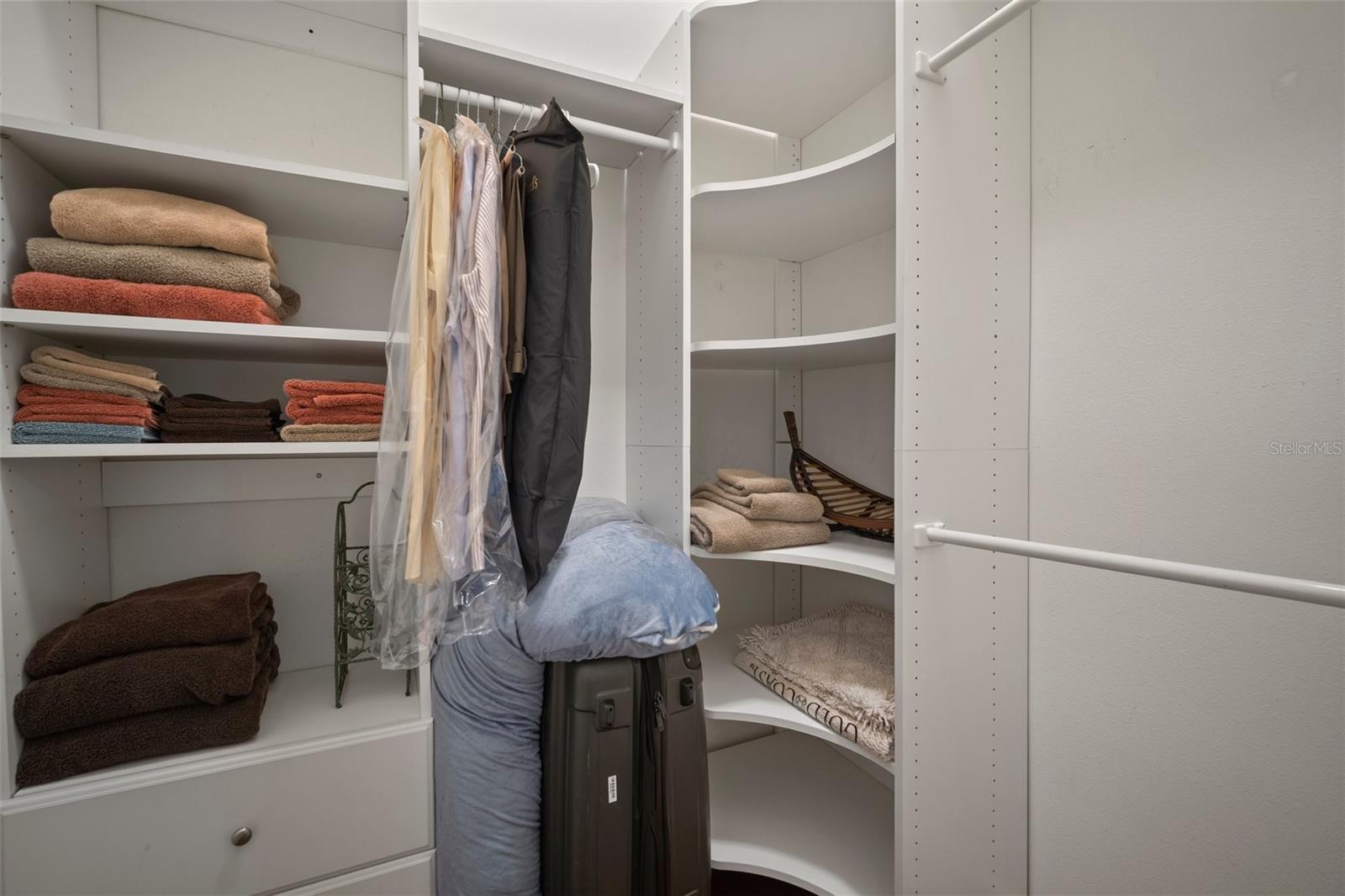 Walk-in closet with built in shelving