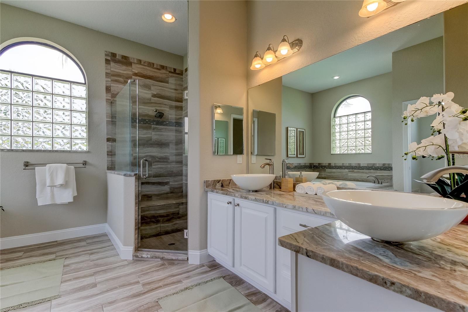 Owner's bath, granite countertops