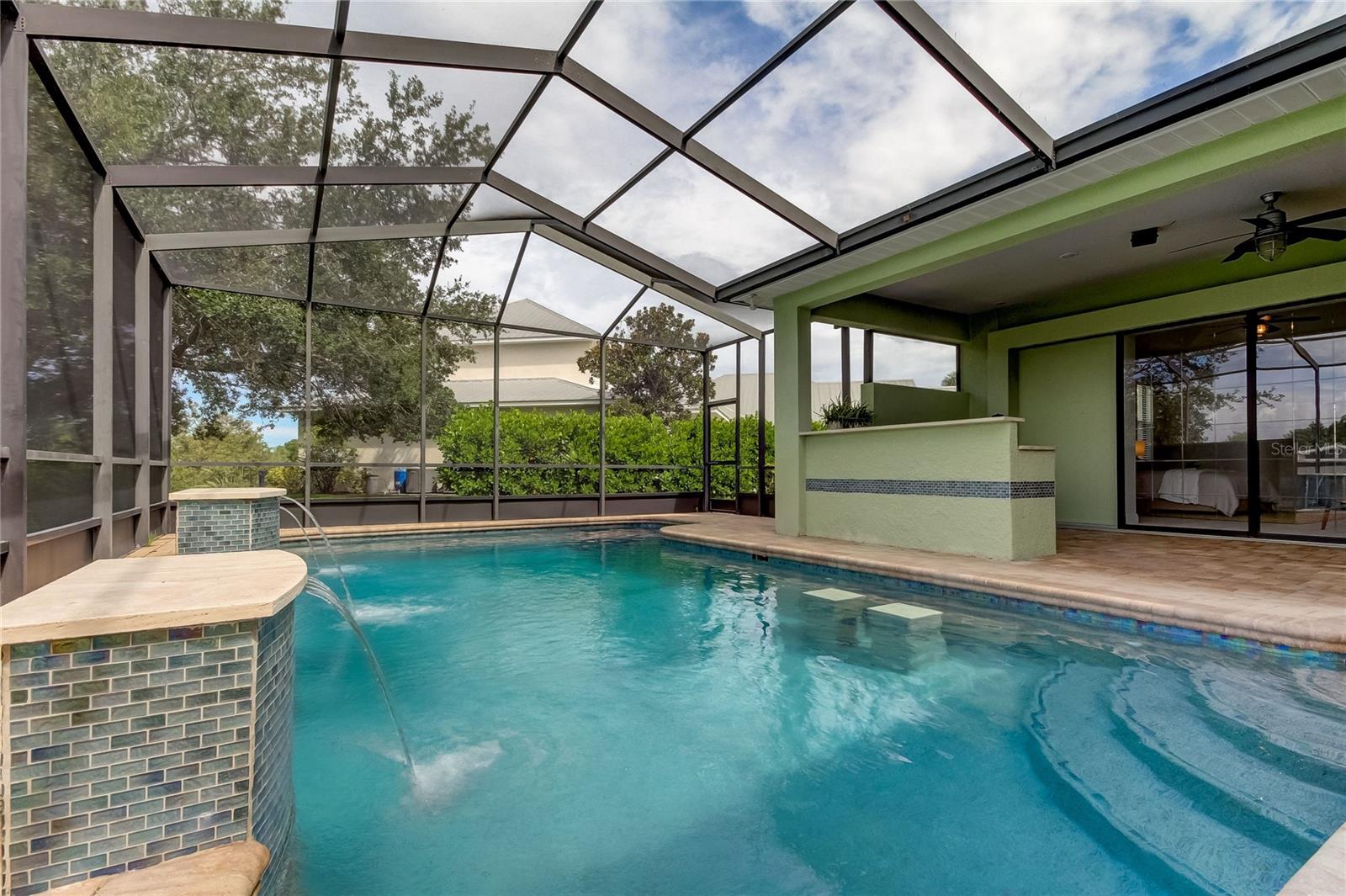 Heated, saltwater pool.