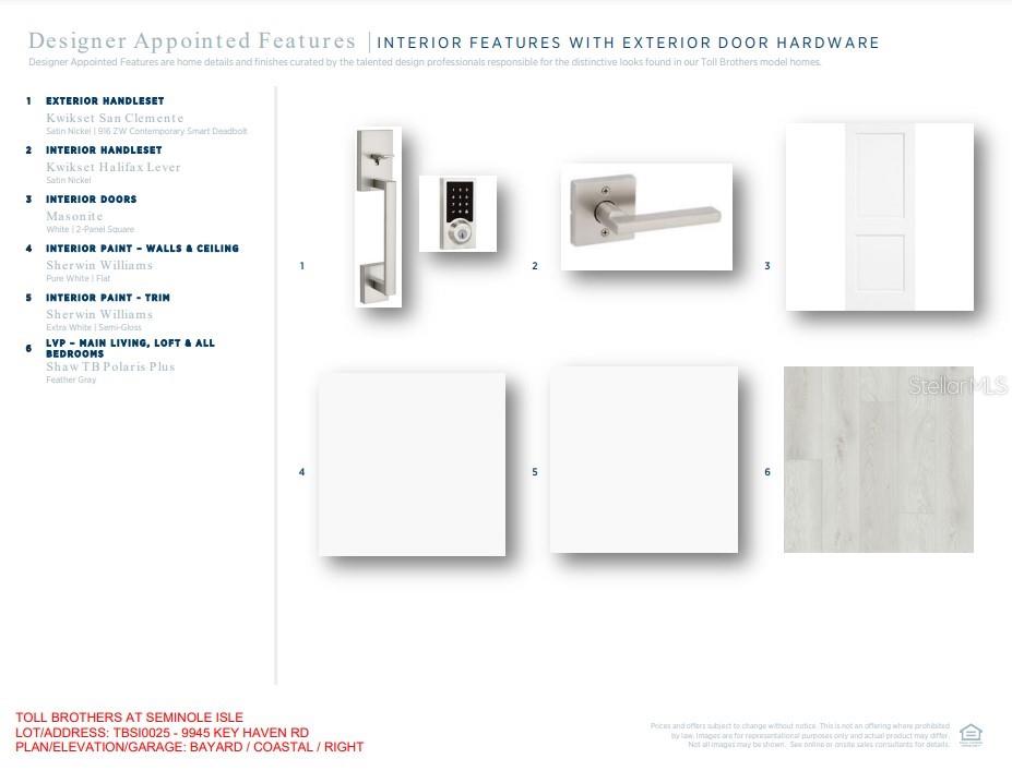 Designer Appointed Features for lot 25, Bayard