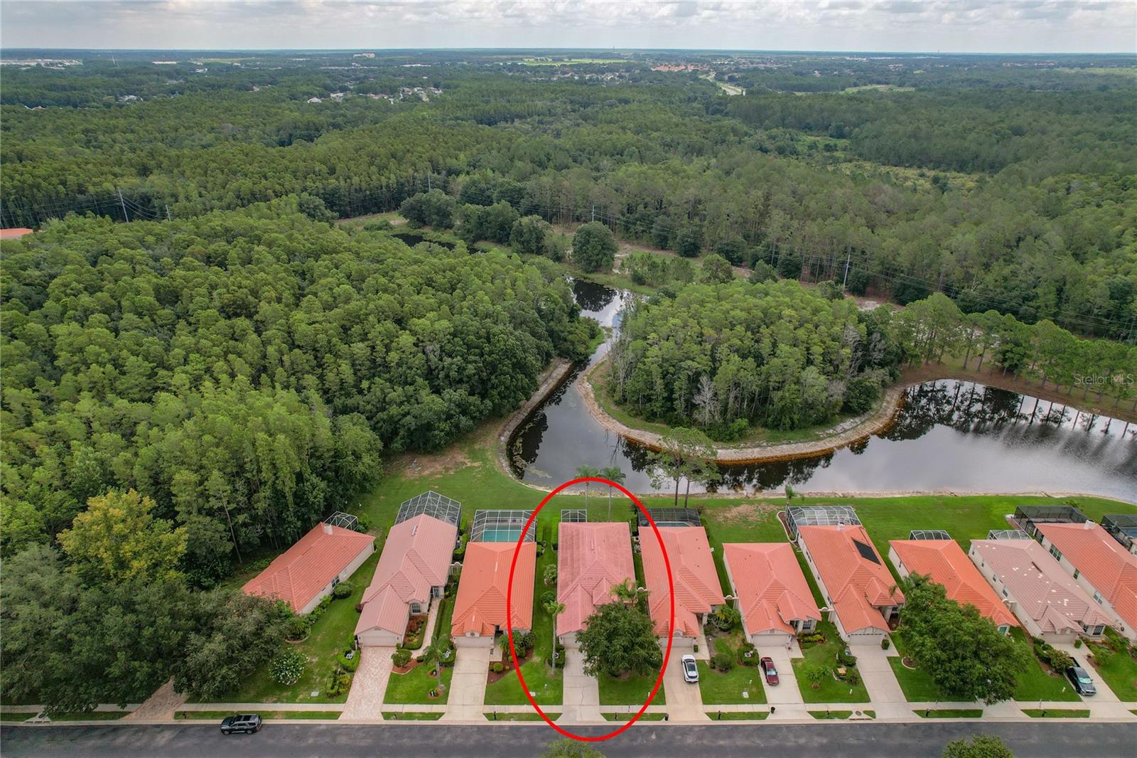 Aerial Pond View of Home