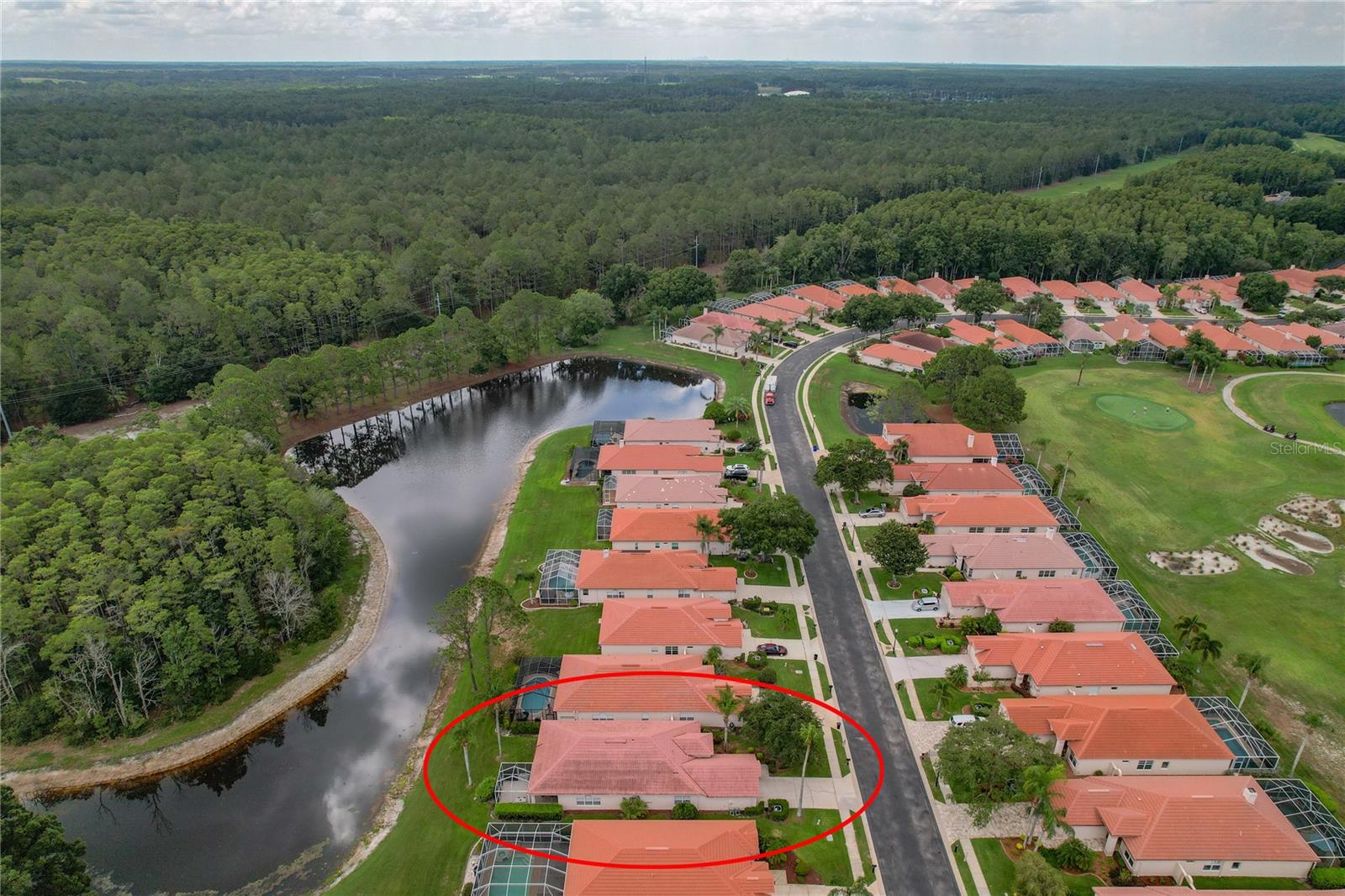 Aerial Pond View of Home