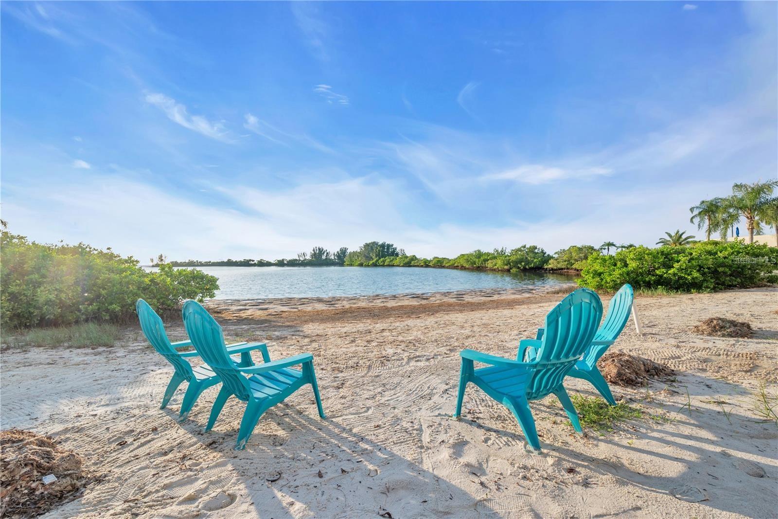 Need to wiggle your toes in the sand, make your way down to this private beach that overlooks Gulf Island Lagoon.