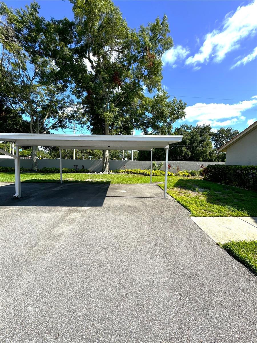 Carport on right