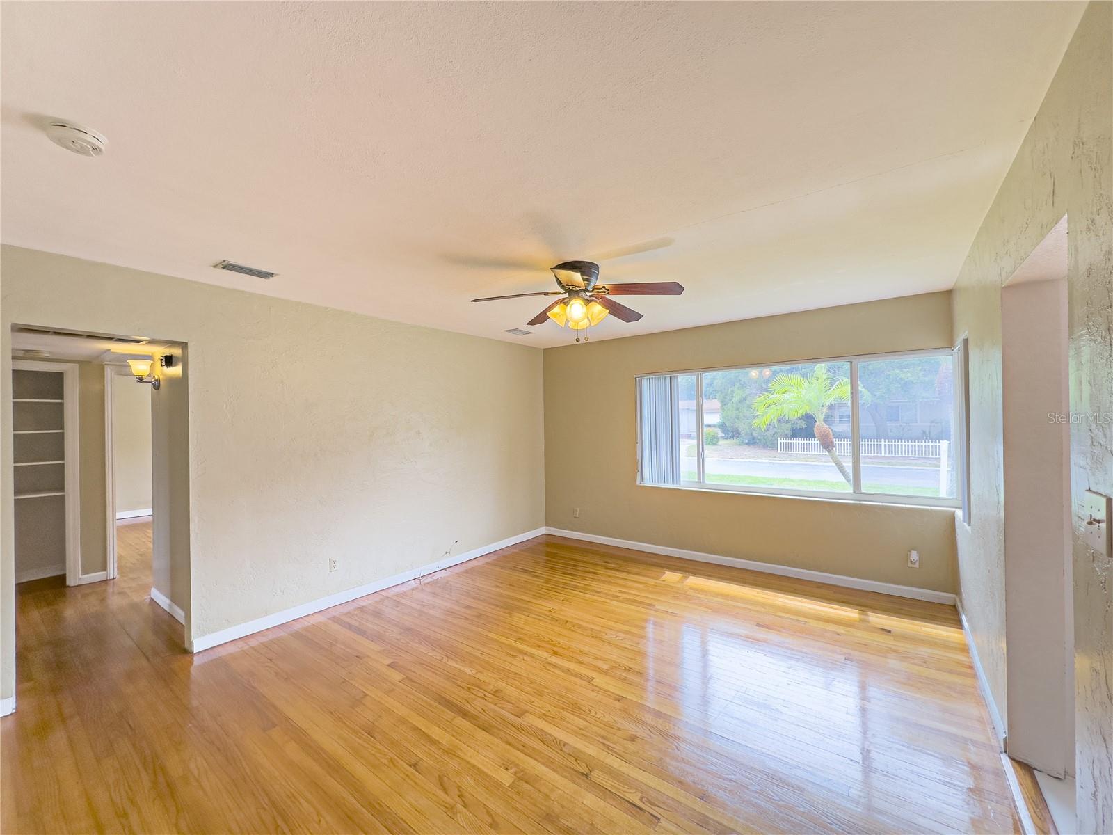 Living room and front window