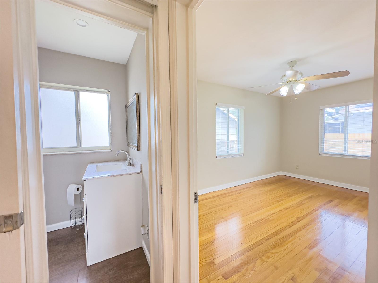 view of master bedroom and master bath