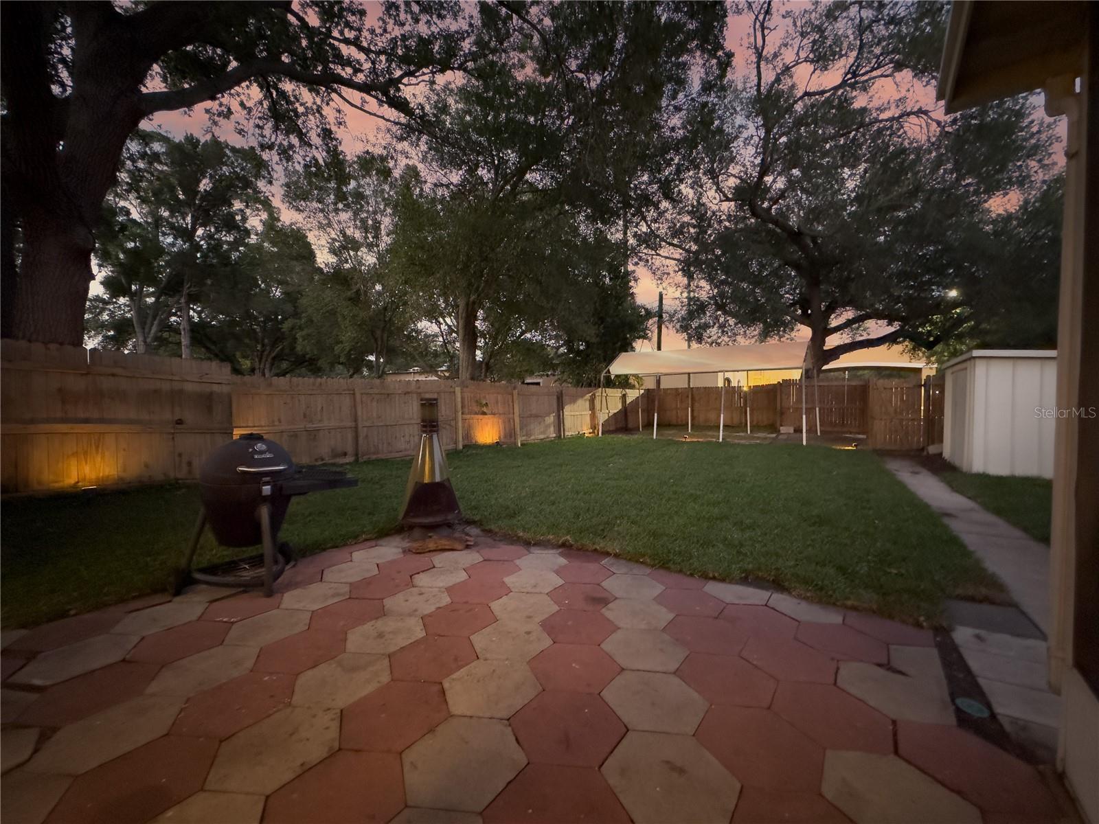 Evening pic of back yard thats big enough for a pool!