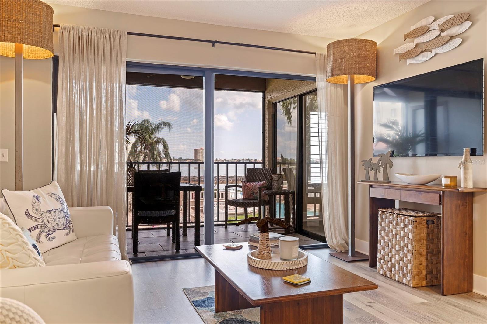 LIVING ROOM VIEWS OF BOCA CIEGA BAY