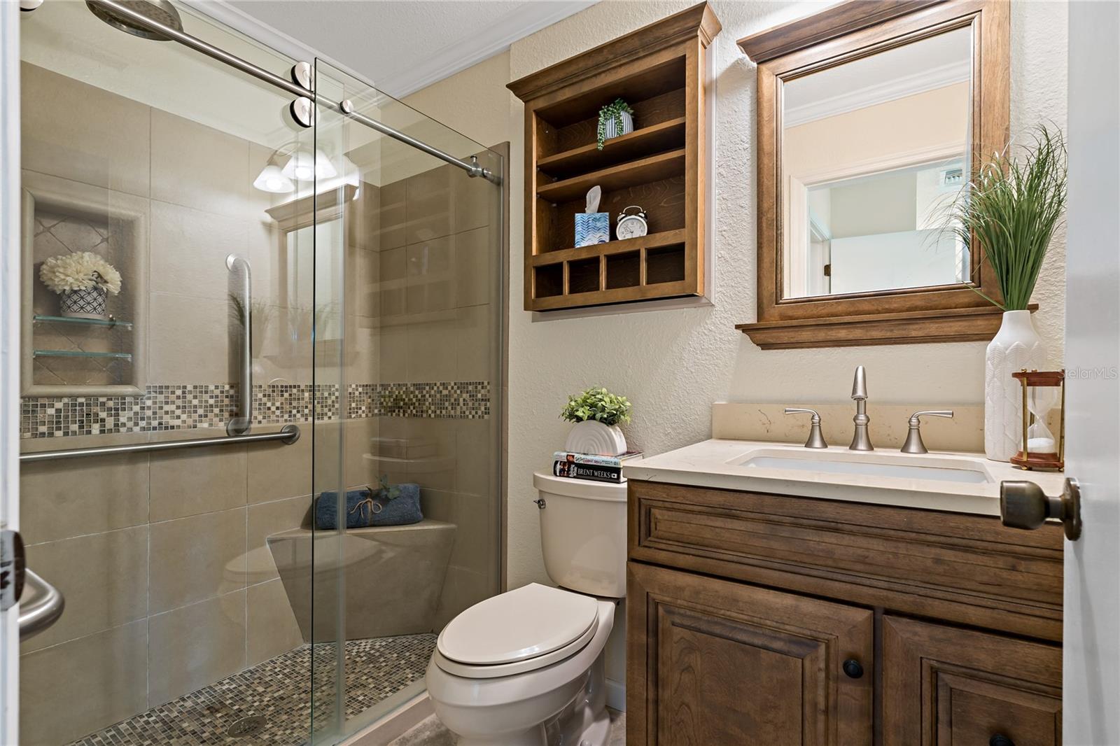 PRIMARY BATHROOM WITH WALK IN SHOWER!