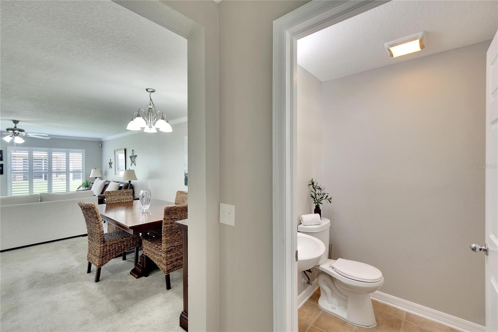 First Floor Bathroom with view of Dining Room