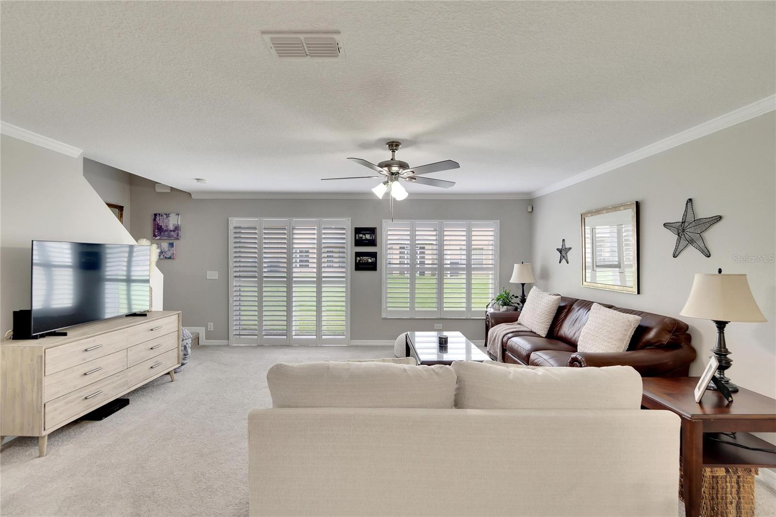 View into main living area with California Window Shutters