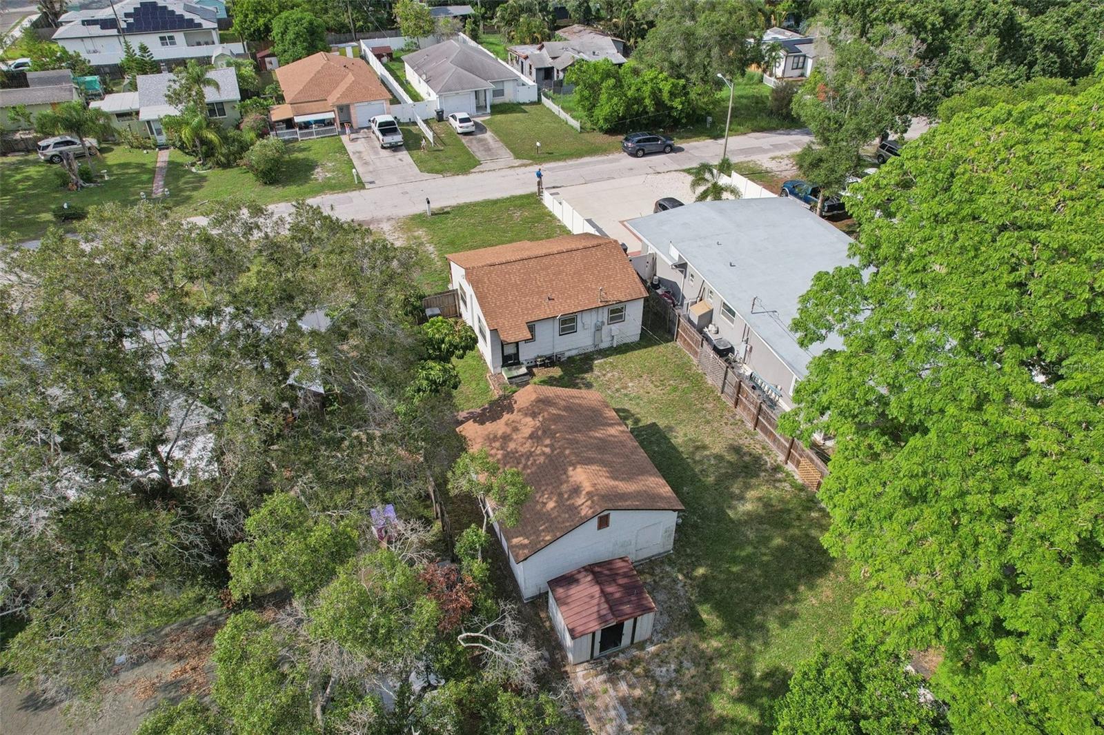 aerial of backyard