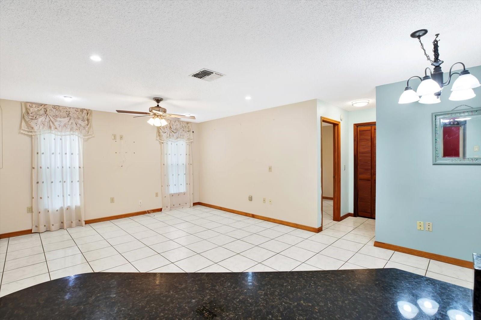 Viewing the Family Room and Informal Dining area