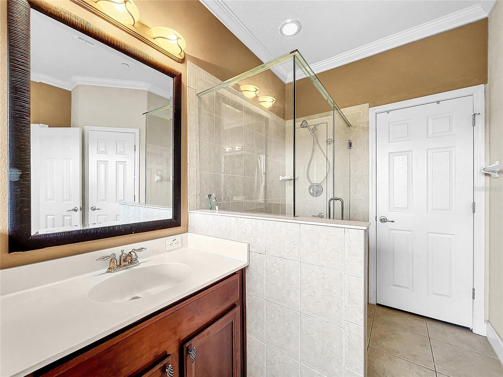 Master bathroom includes a separate shower.