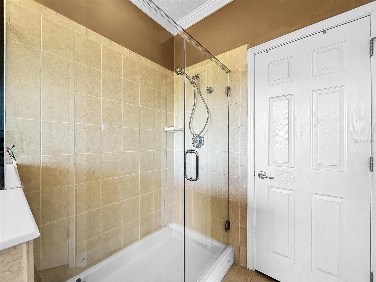 Master bathroom includes a separate shower and a walk-in closet.