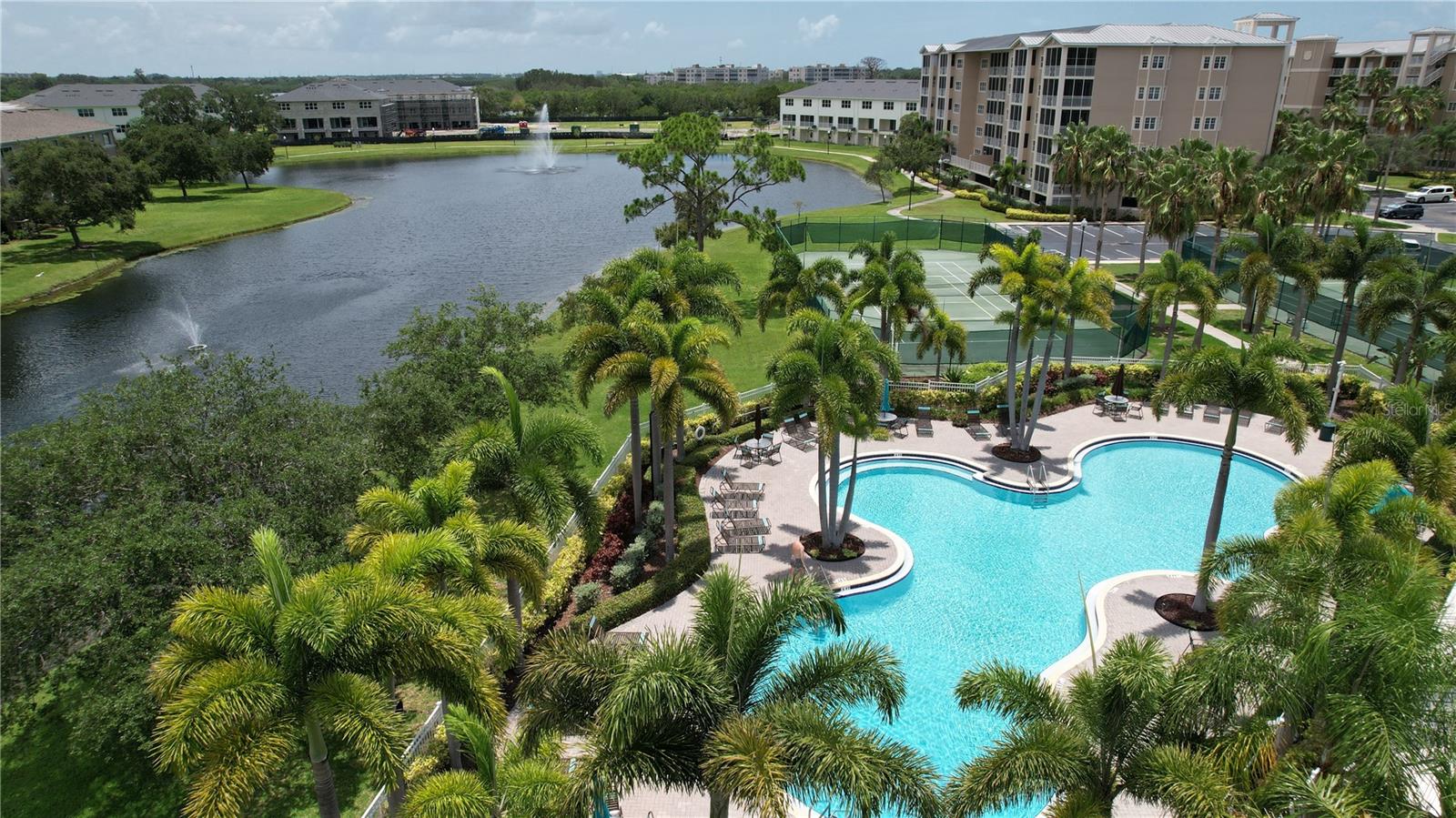 Amazing views from your community pool with water views in a tropical paradise.