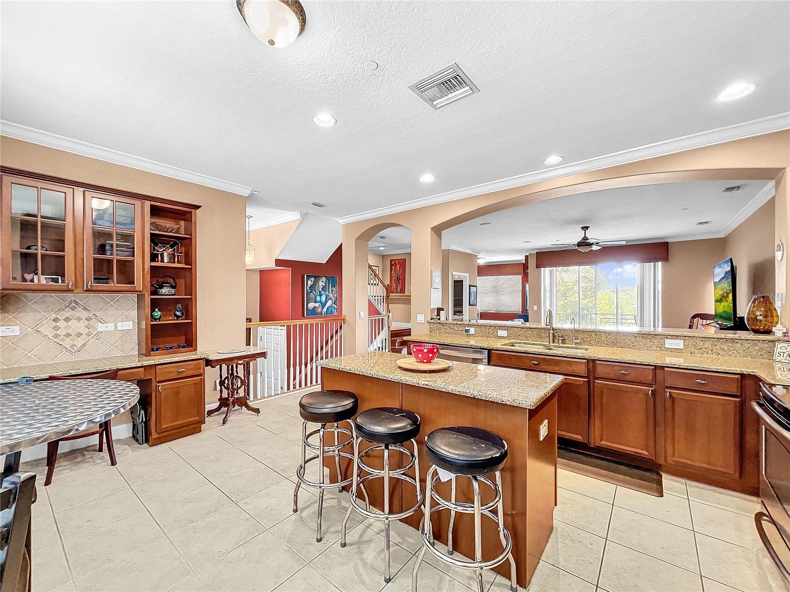 Plenty of prep space with kitchen island.