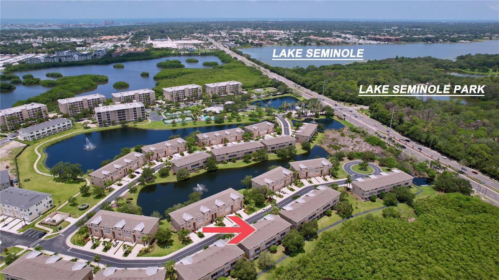 Community is located across the street from Lake Seminole Park.