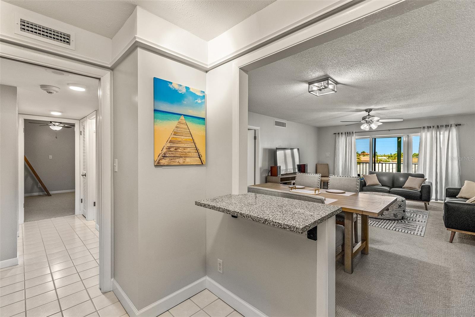 Kitchen is opens up to dining and living area