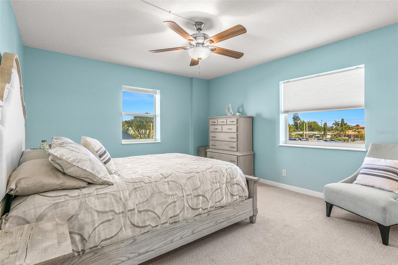 Bright and airy primary bedroom