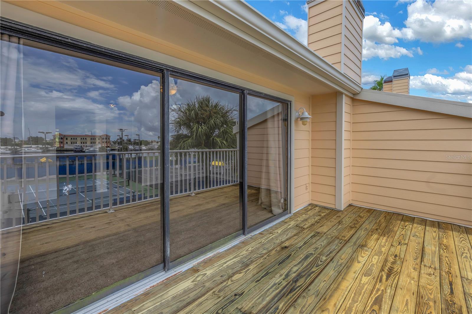 Sliding glass doors.