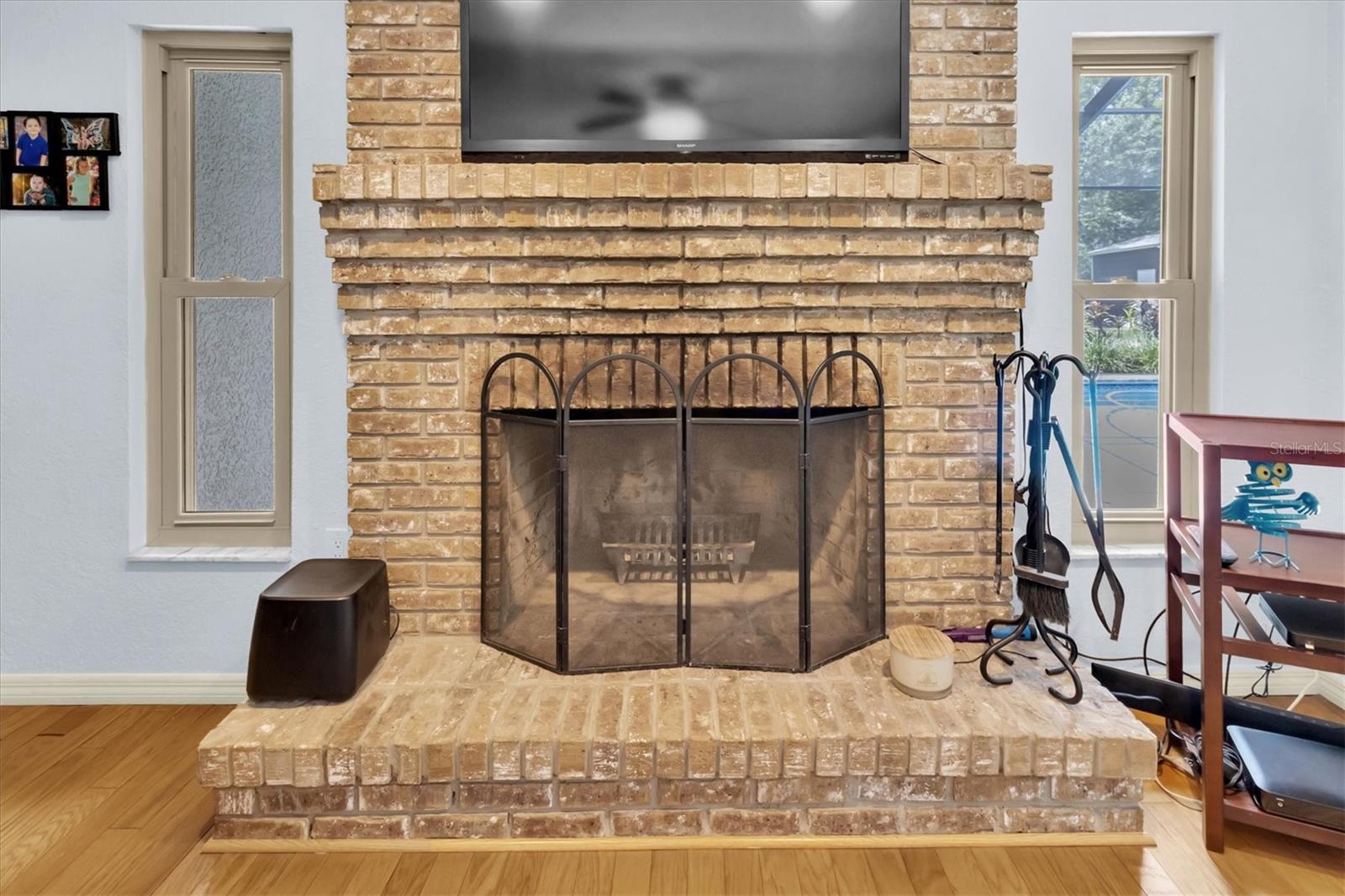 Wood burning fireplace