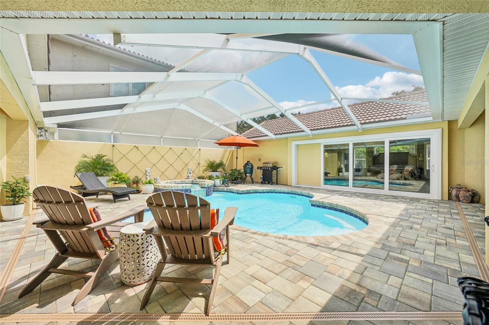 Pool view to the master bedroom area