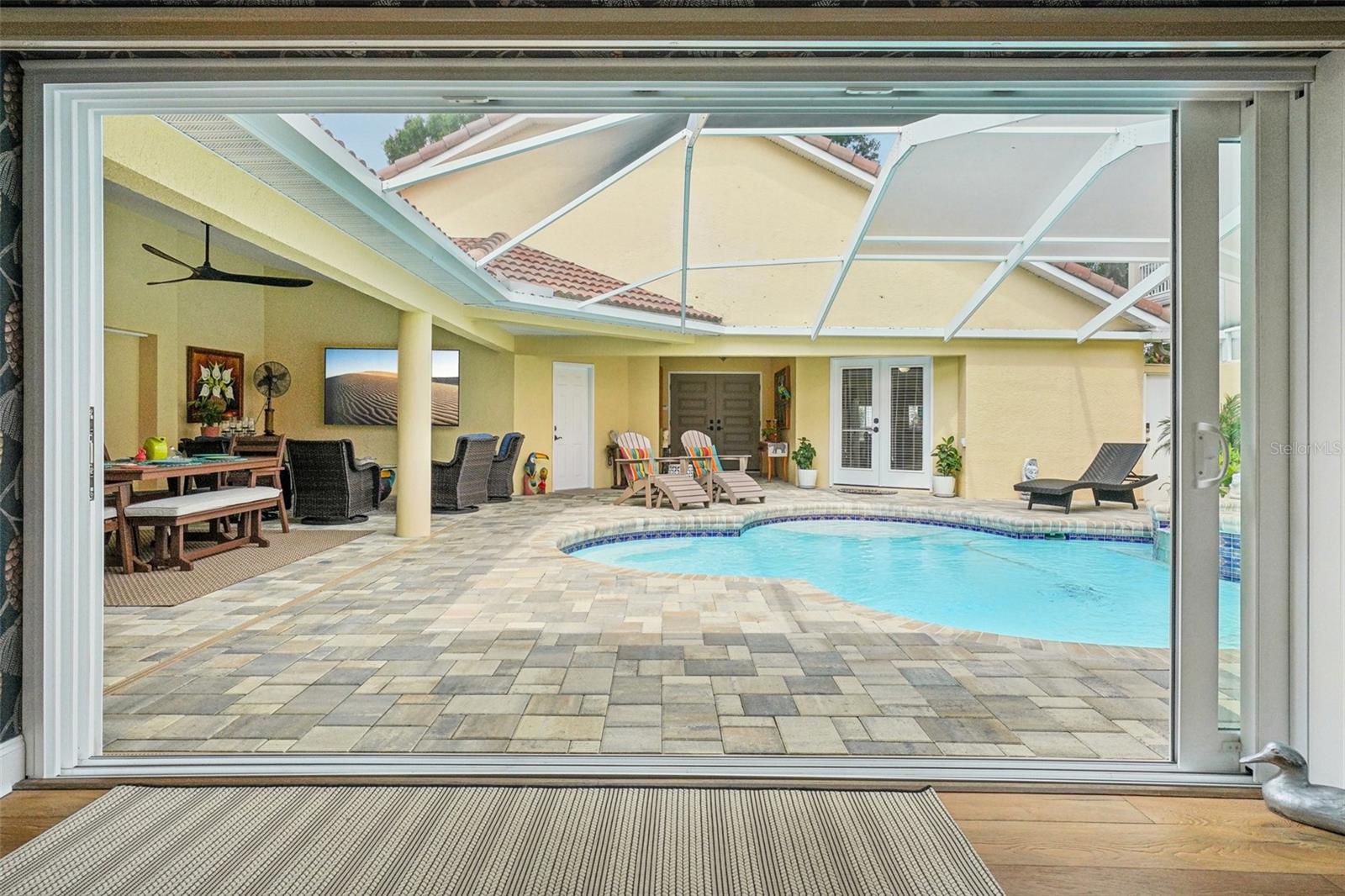 Master bedroom view of pool