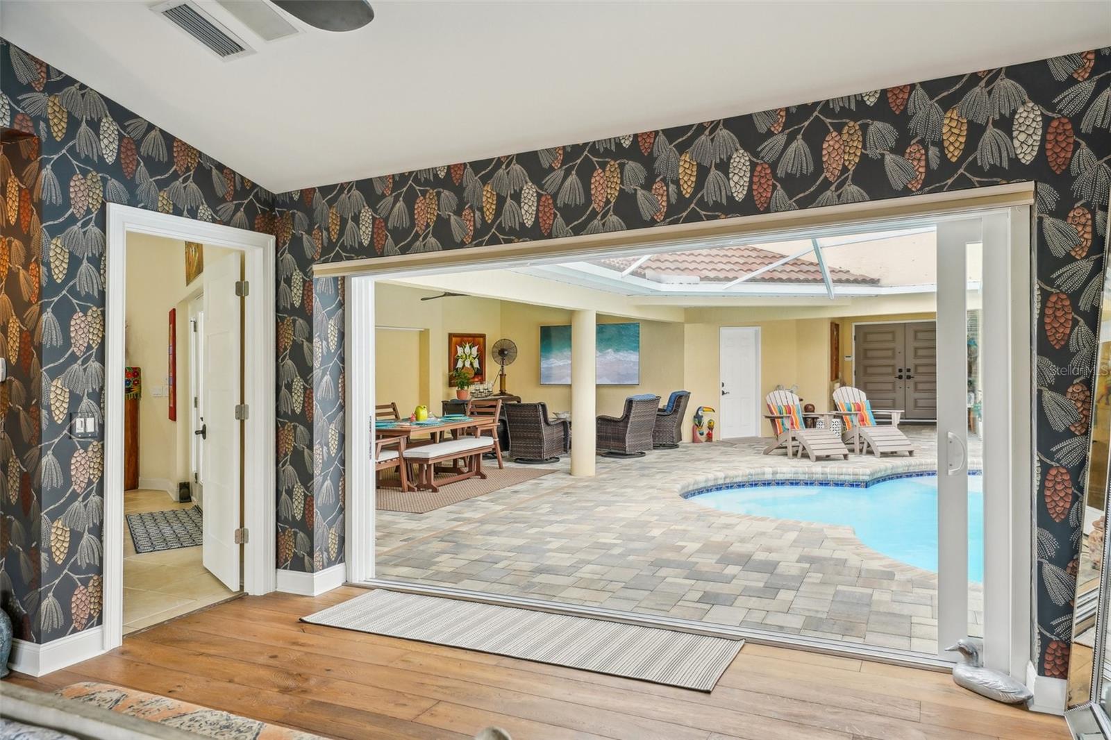 Master bedroom view of pool