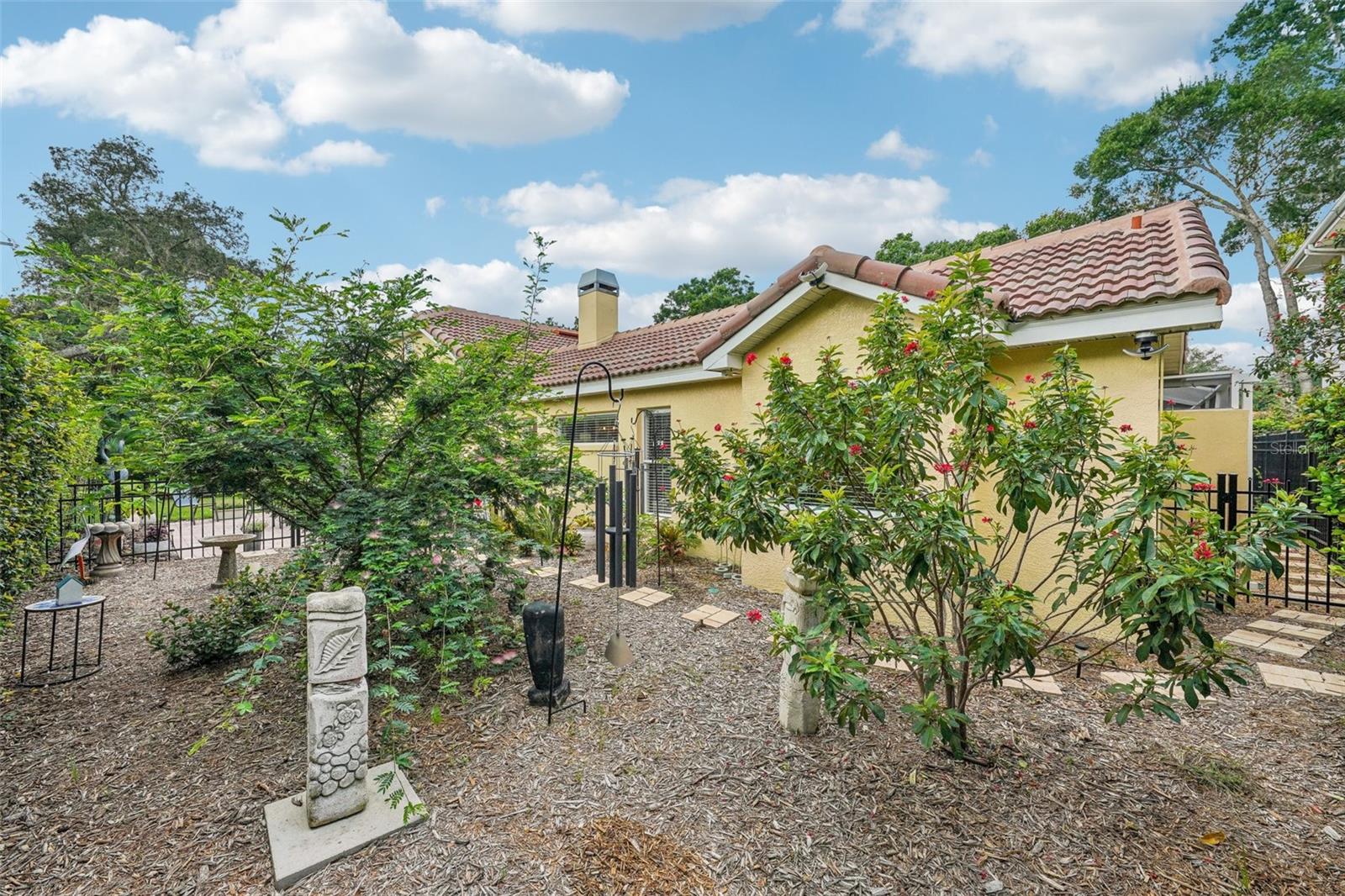 Floral garden area of backyard