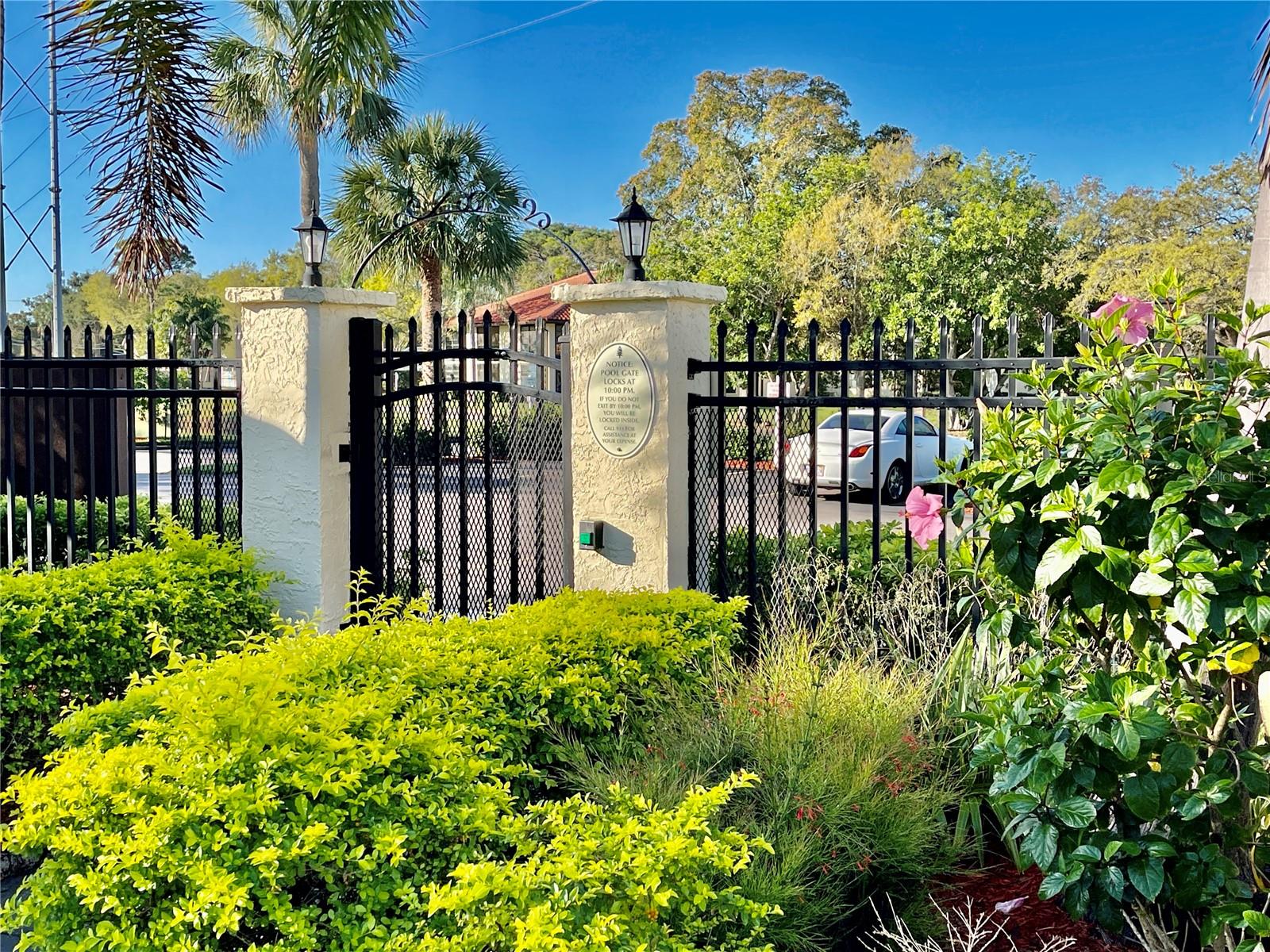 gated private pool area