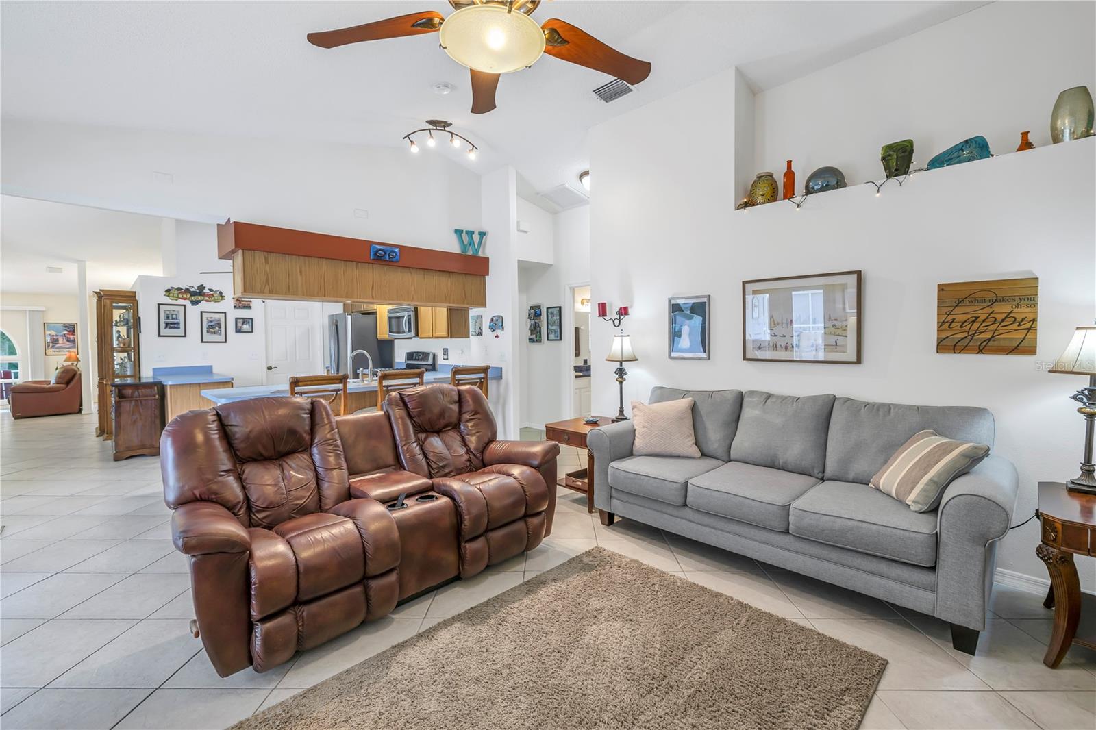 Family room and plant shelves