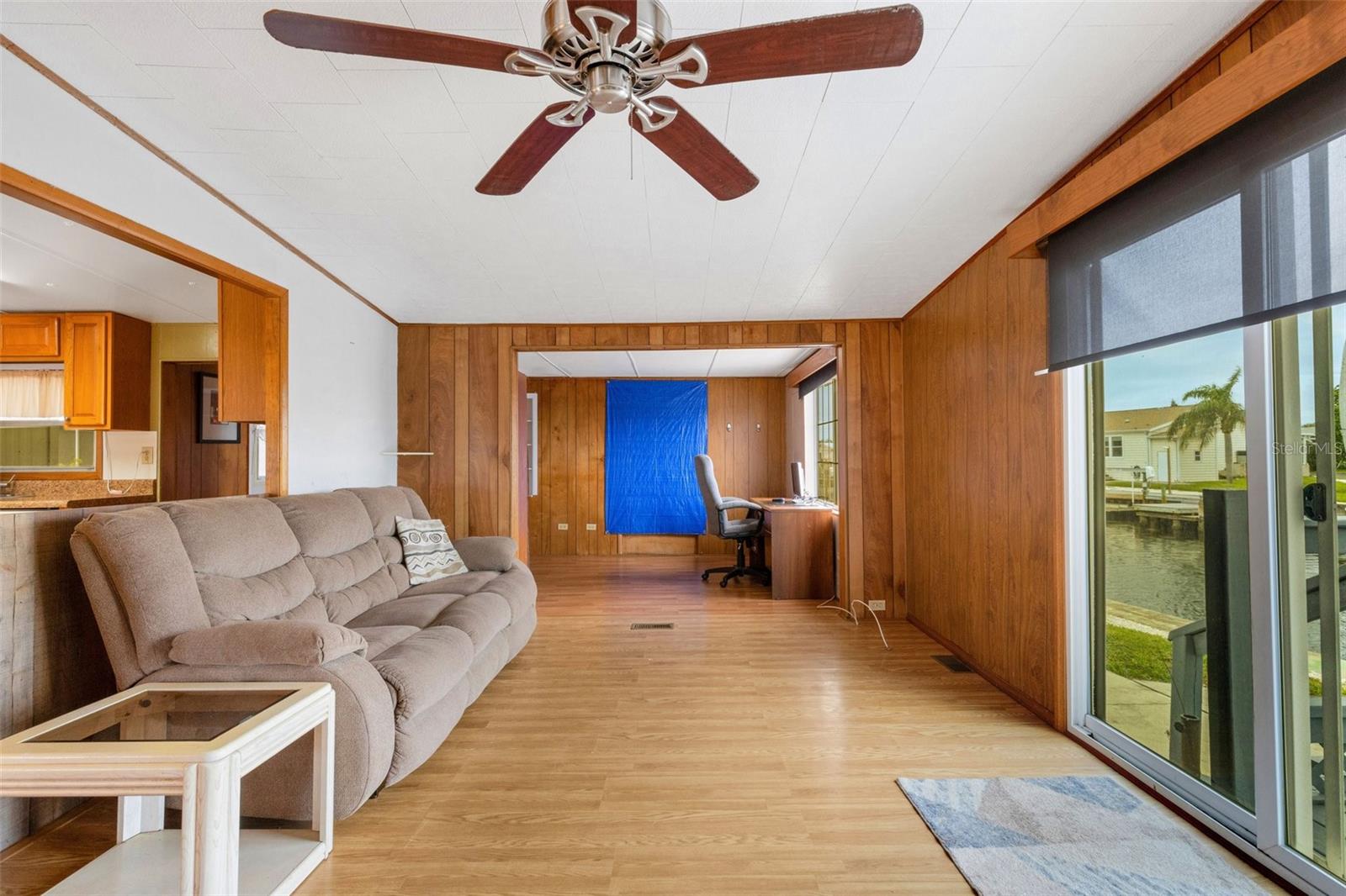 Living room overlooks the canal.