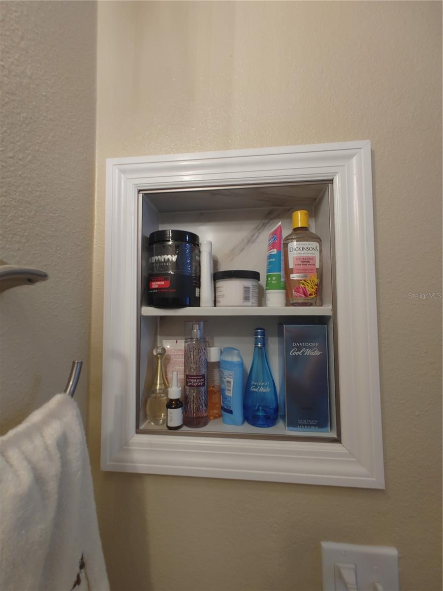 Excellent cubby for easy access to all of your bathroom needs.